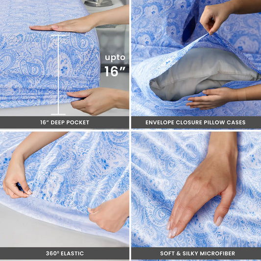 Paisley Bed Sheet Sets in various sizes and colors