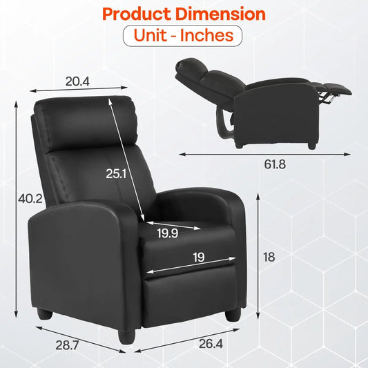 Massage Recliner Sofa with Lumbar Support