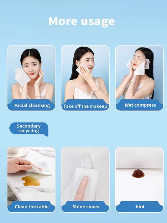 100PCS Natural Disposable and reusable Face Towels