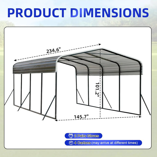12x20 FT Metal Carport for RV and Trucks
