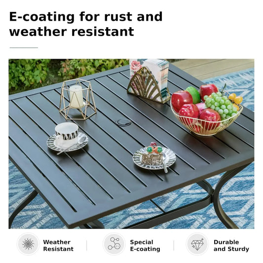 4 Patio Chairs with table and umbrella hole