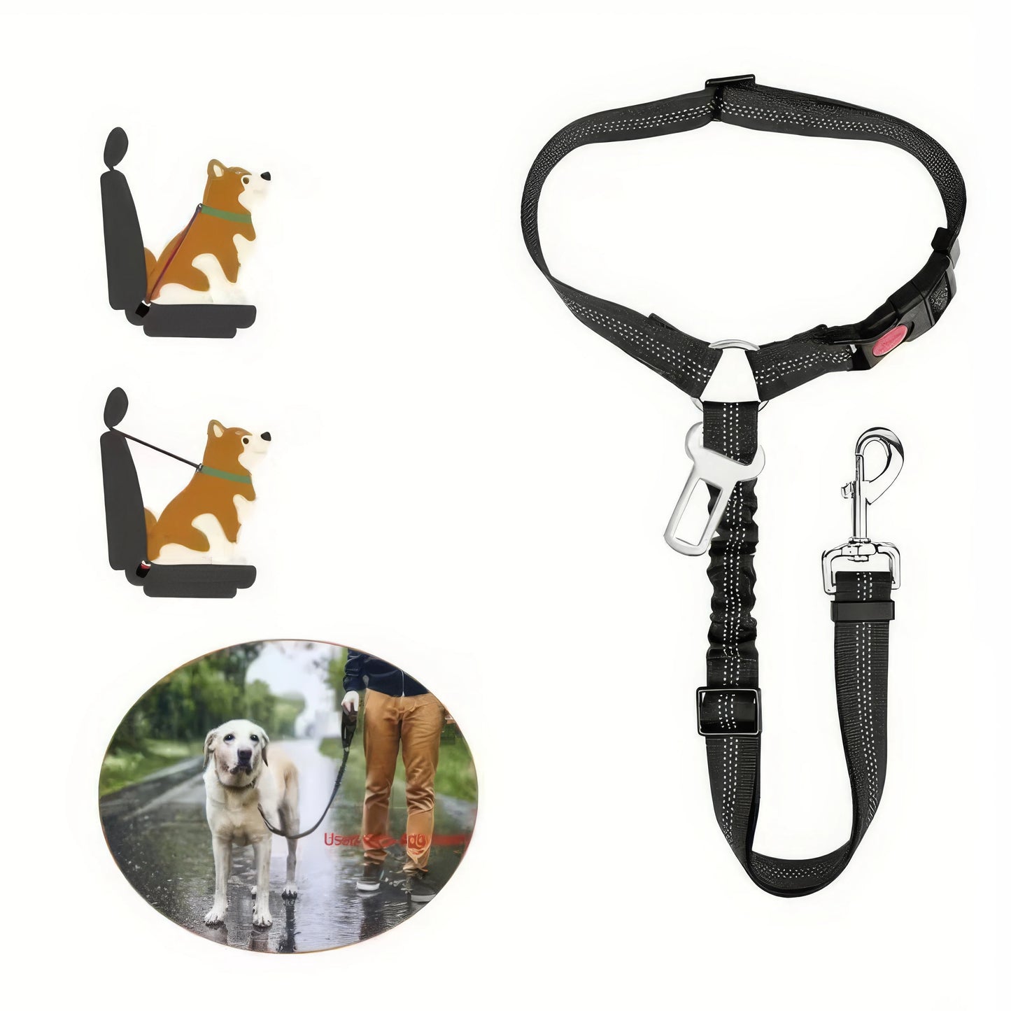 Pet Car Elastic Safety  Restraint Belt