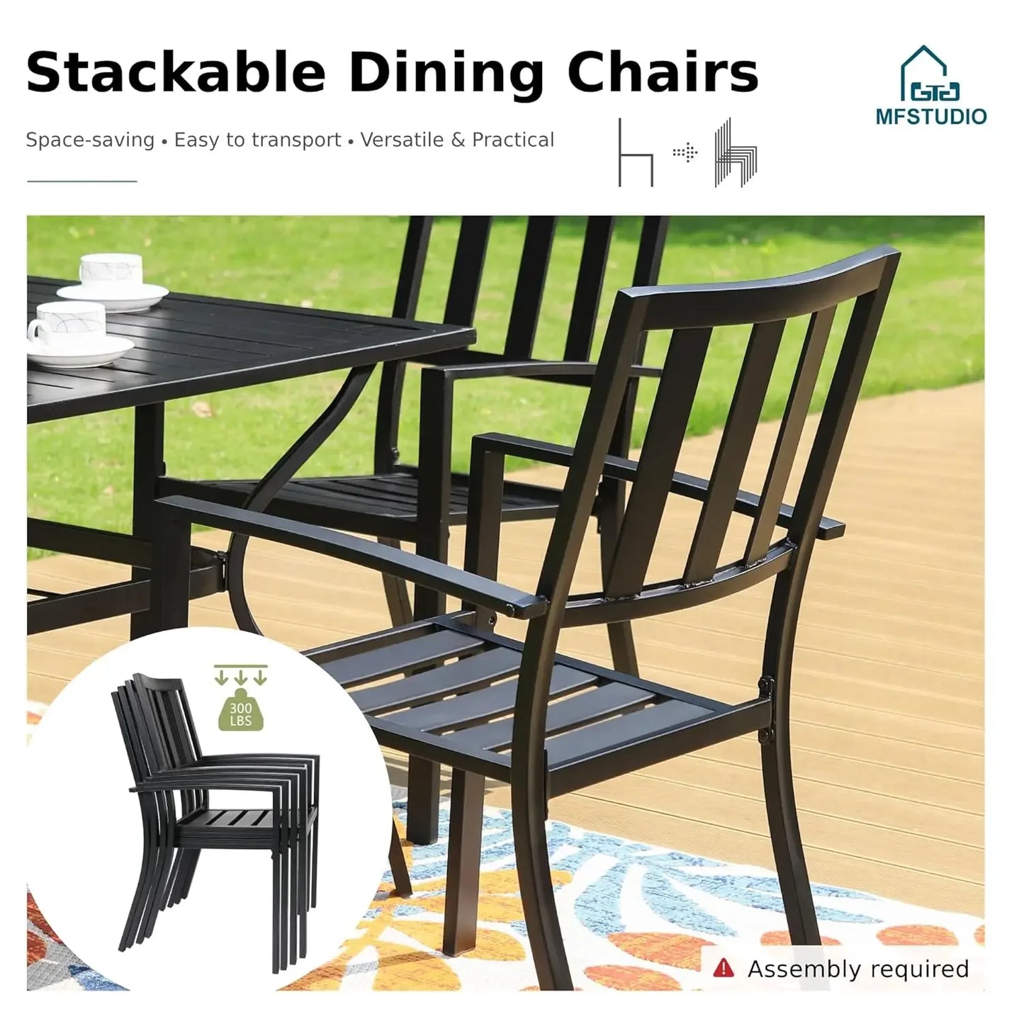 Metal 4 Person Outdoor Dining Set with Umbrella Hole