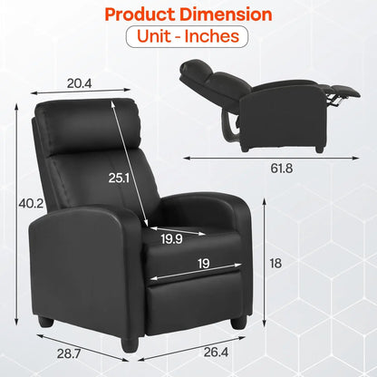 Massage Recliner Sofa with Lumbar Support