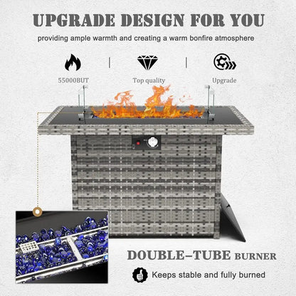 8-Piece Outdoor Wicker Sofa Set With Fire Table