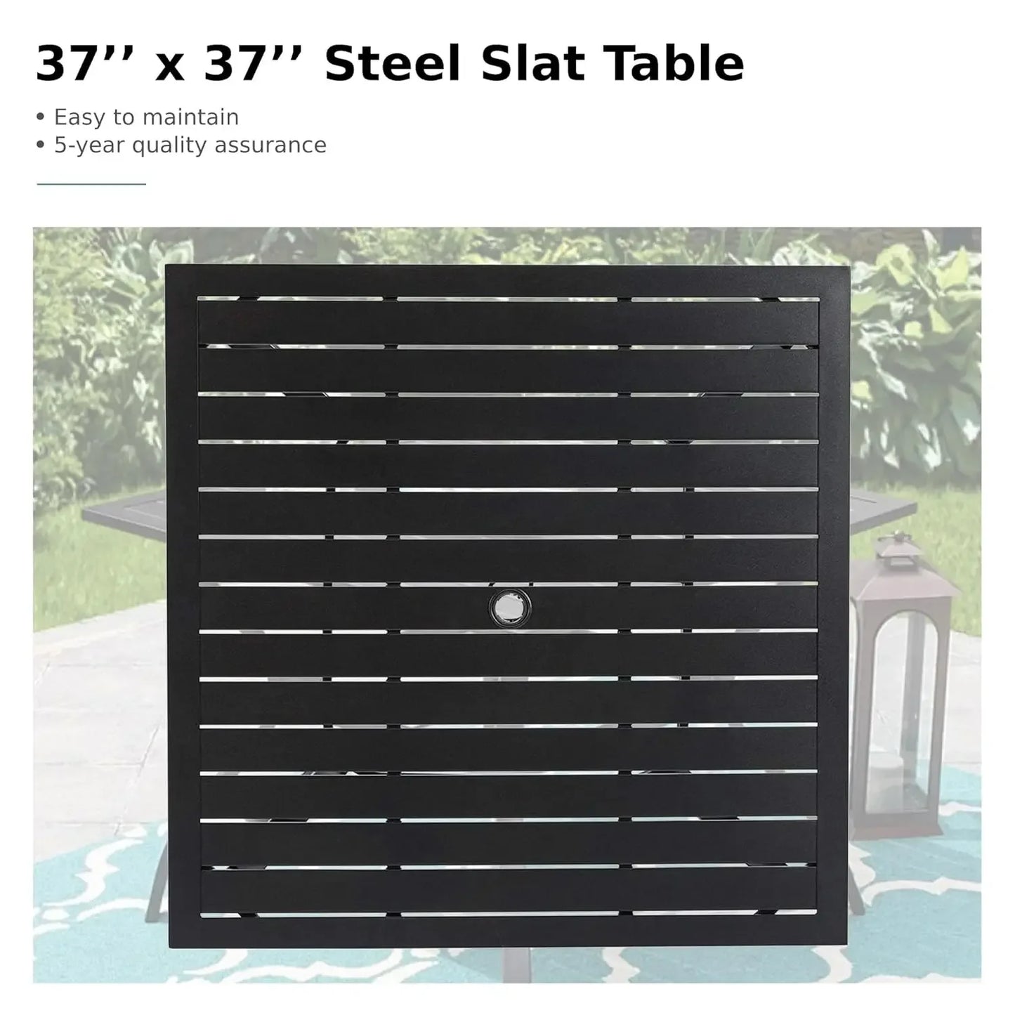 Metal 4 Person Outdoor Dining Set with Umbrella Hole