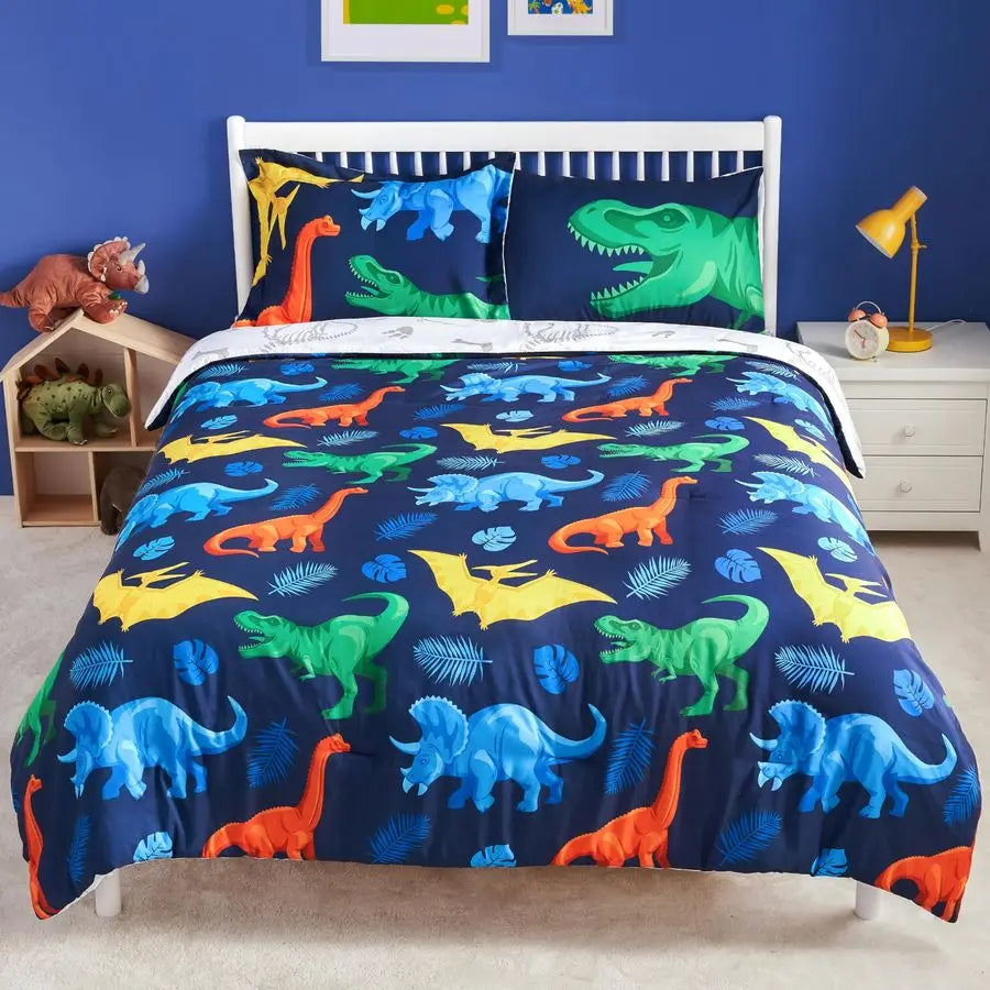 5 piece Dinosaur Twin Comforter set in a Bag