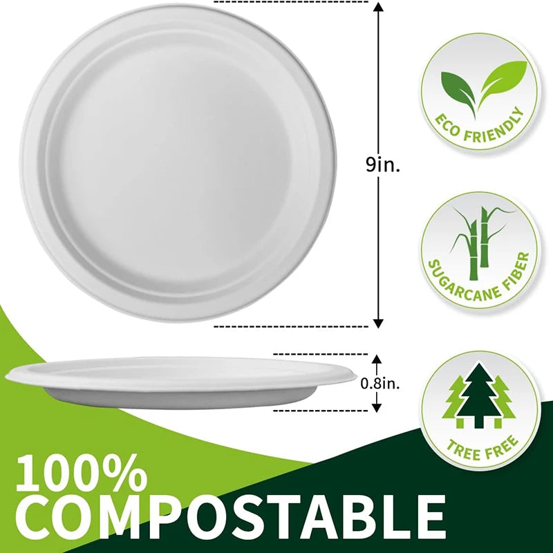 50-Pack 9-Inch Disposable Dinner Plates