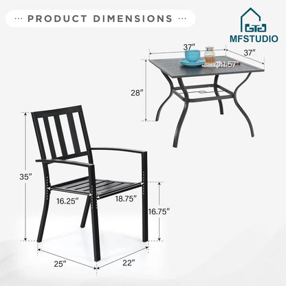 Metal 4 Person Outdoor Dining Set with Umbrella Hole