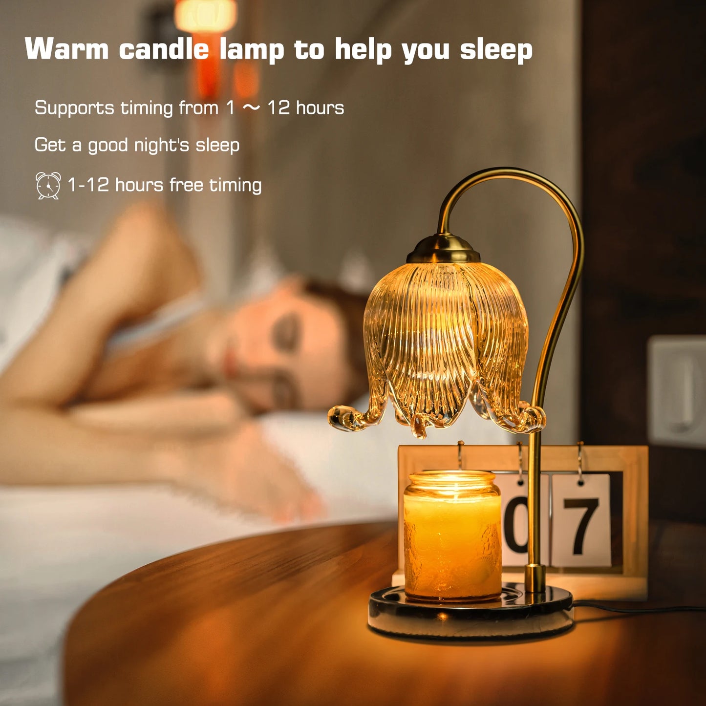 Tulip night light with Warm Candle Table Lamp that is fireless