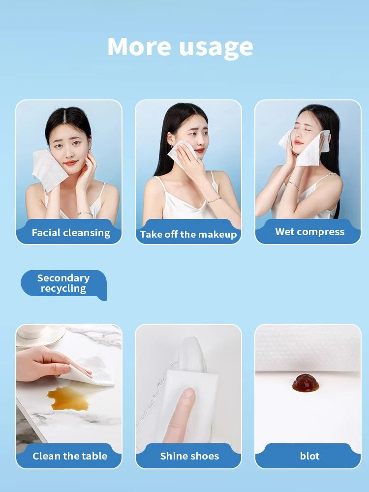 100PCS Natural Disposable and reusable Face Towels