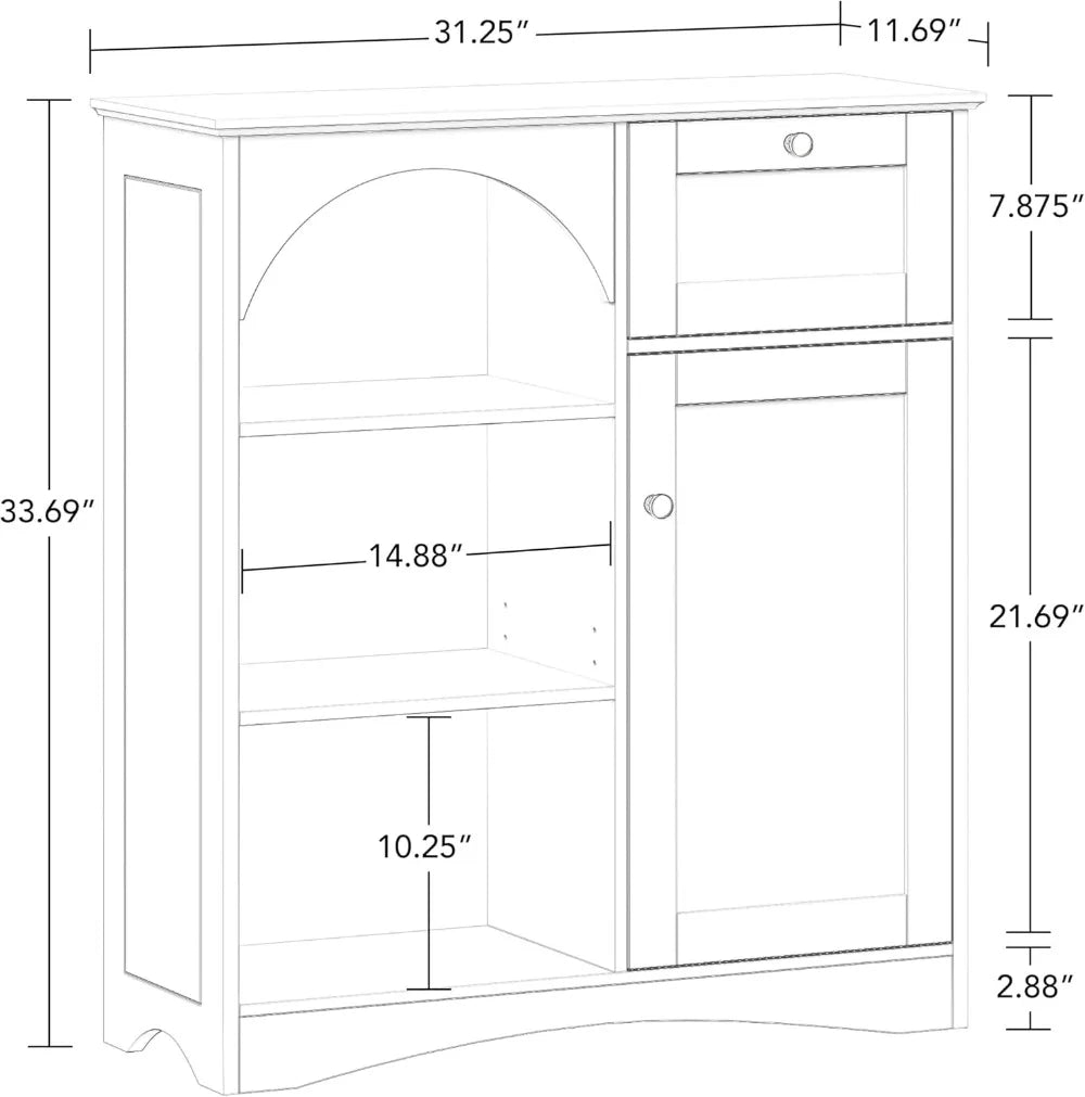 White Single Door & Drawer Storage Cabinet with Adjustable Shelves