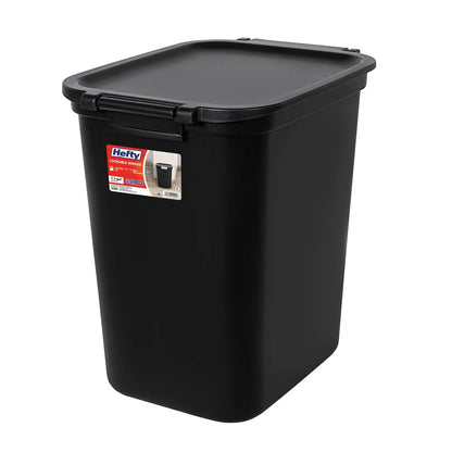 Locking Lid Trash Can 7.7 Gallon Plastic Waste Container with Carry Handle and Bag Retainers Perfect Kitchen and Bathroom