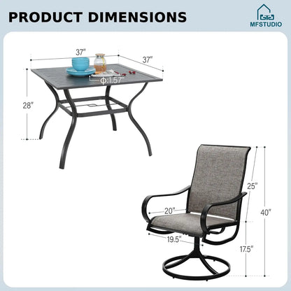 4 Patio Chairs with table and umbrella hole