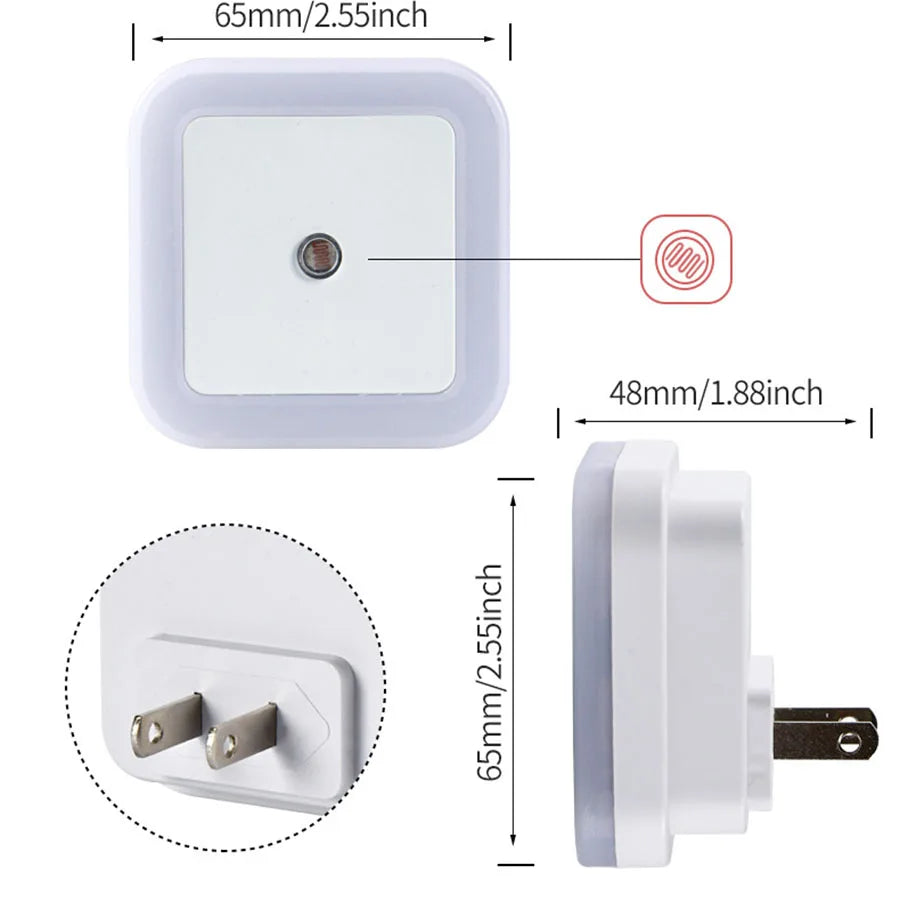 Plug in Led Night Light  with Auto Dusk to Dawn Sensor and white lights
