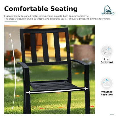 Metal 4 Person Outdoor Dining Set with Umbrella Hole