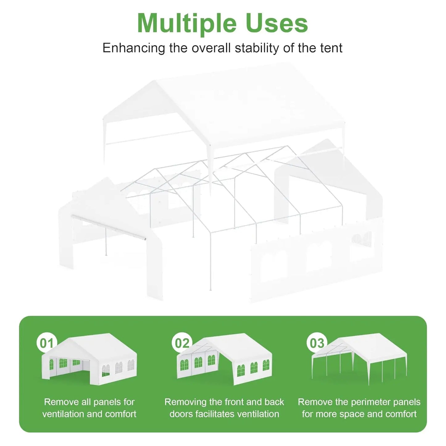 Portable Heavy Duty 20x20 Large Metal Carport or Tent