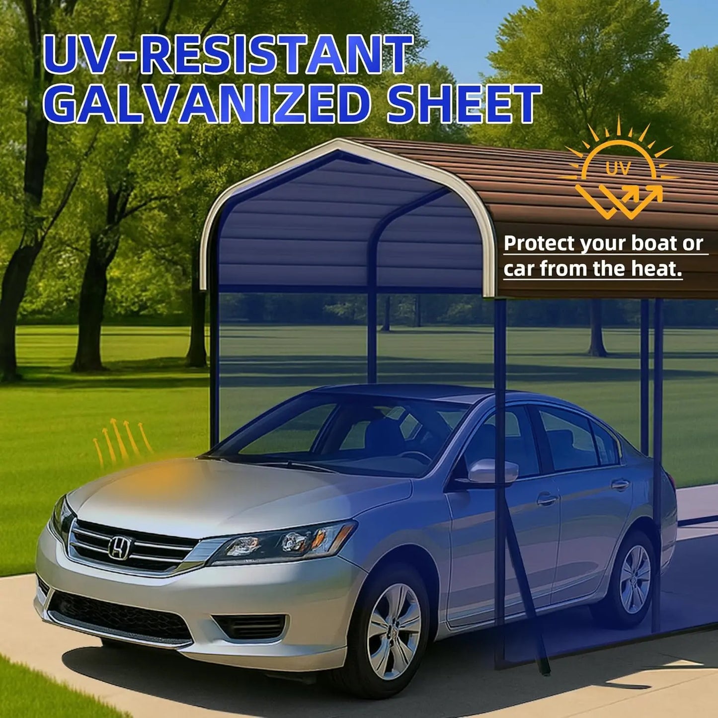 12x20 FT Metal Carport for RV and Trucks