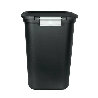 Locking Lid Trash Can 7.7 Gallon Plastic Waste Container with Carry Handle and Bag Retainers Perfect Kitchen and Bathroom