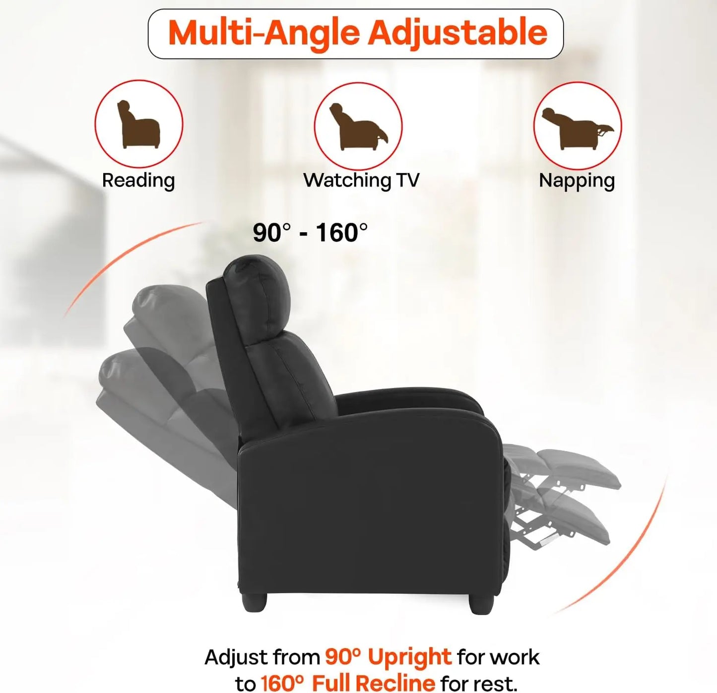 Massage Recliner Sofa with Lumbar Support