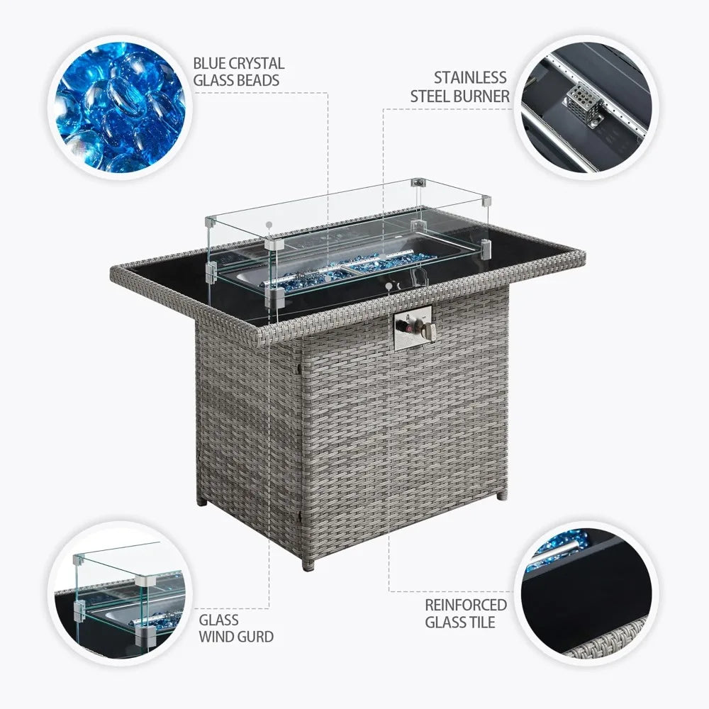 6-Piece Outdoor Patio Set with propane Fire Pit