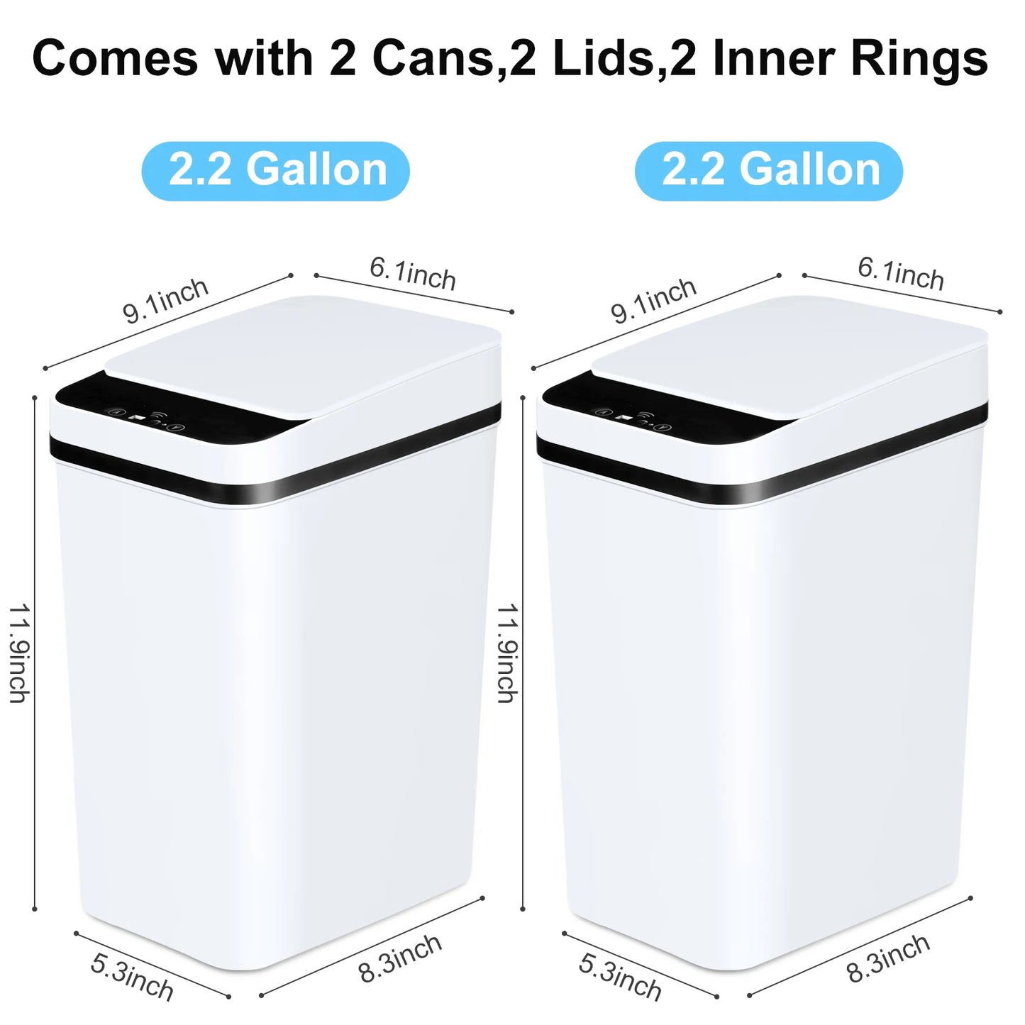 2 Pack touchless Trash Cans