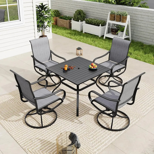 4 Patio Chairs with table and umbrella hole