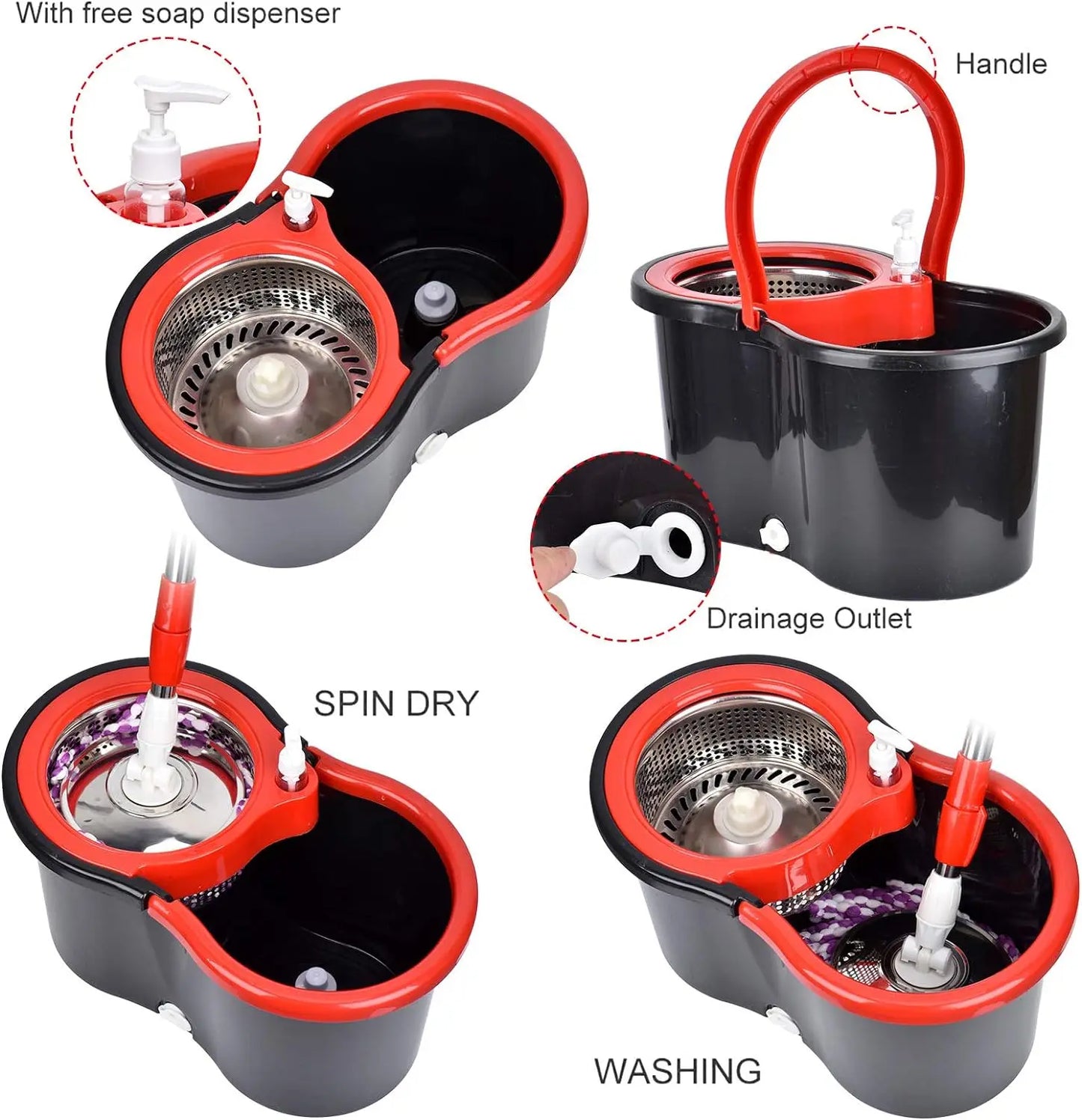 Spin Mop Bucket Set with Wring System