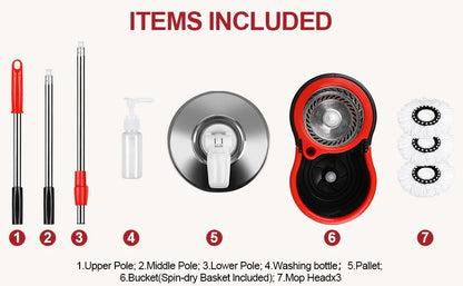 Spin Mop Bucket Set with Wring System