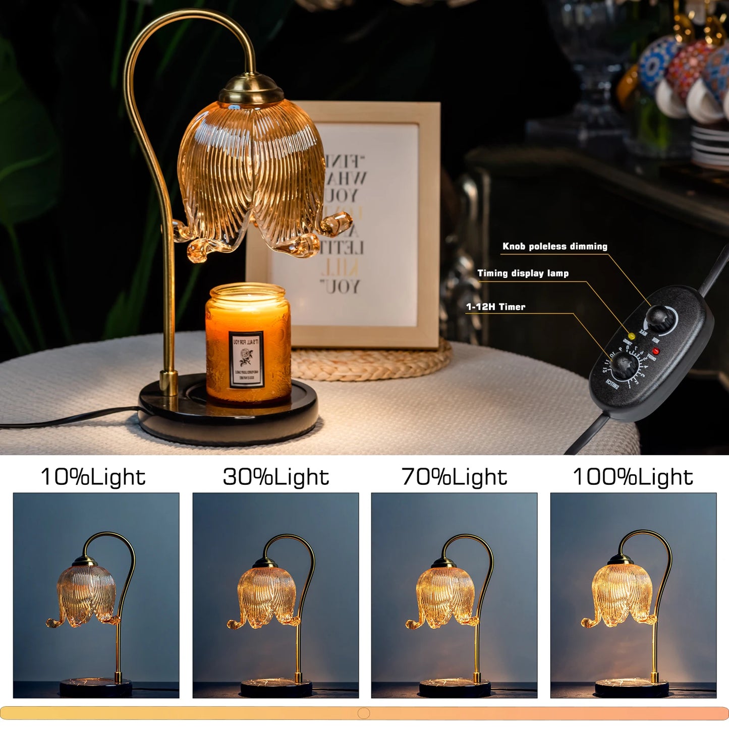 Tulip night light with Warm Candle Table Lamp that is fireless