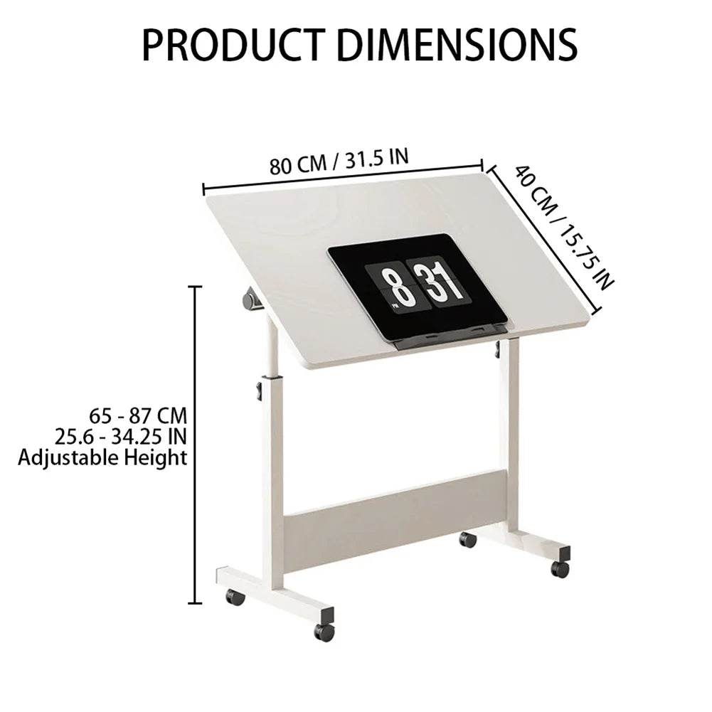 Mobile Standing Desk With Adjustable Tabletop