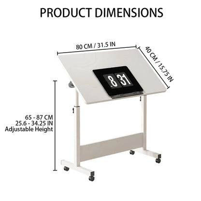 Mobile Standing Desk With Adjustable Tabletop