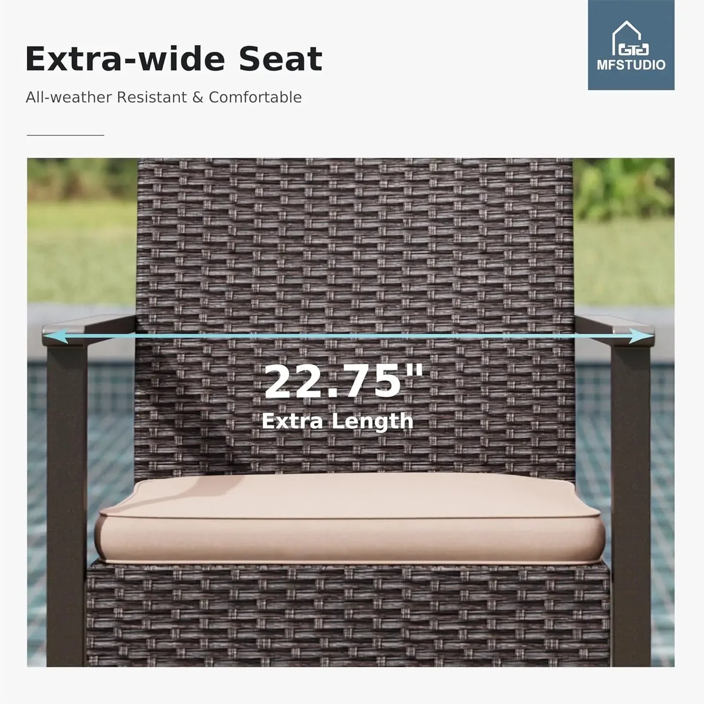 Outdoor 74"rectangular patio Set which seats 8 with table