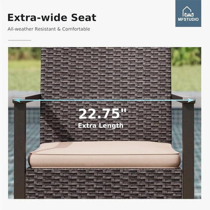 Outdoor 74"rectangular patio Set which seats 8 with table