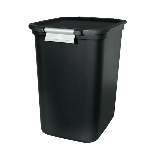 Locking Lid Trash Can 7.7 Gallon Plastic Waste Container with Carry Handle and Bag Retainers Perfect Kitchen and Bathroom