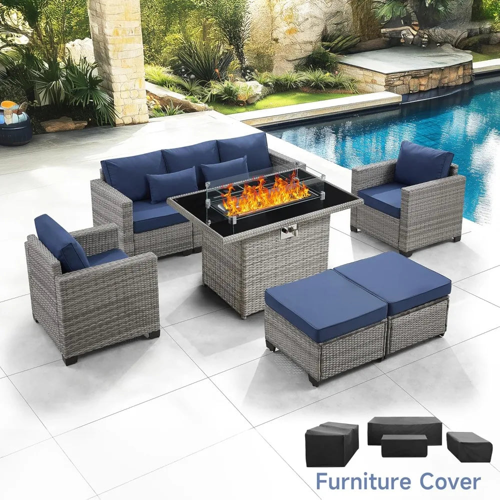6-Piece Outdoor Patio Set with propane Fire Pit