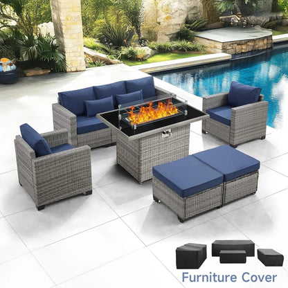 6-Piece Outdoor Patio Set with propane Fire Pit