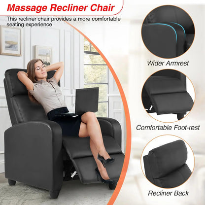 Massage Recliner Sofa with Lumbar Support