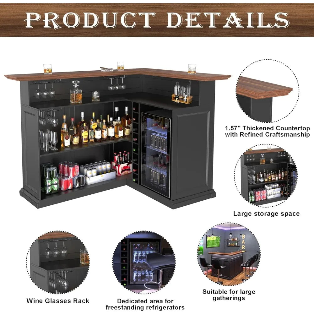 Home Bar Cabinet with Refrigerator