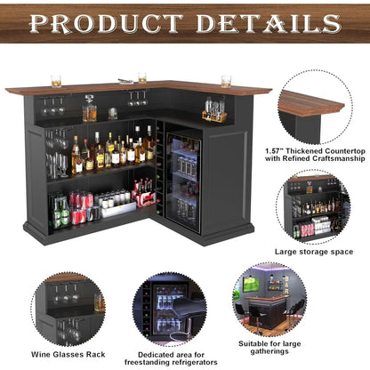 Home Bar Cabinet with Refrigerator