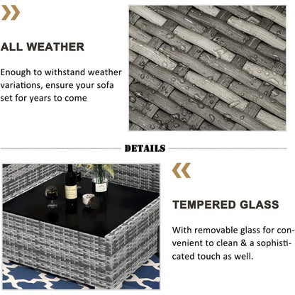 8-Piece Outdoor Wicker Sofa Set With Fire Table