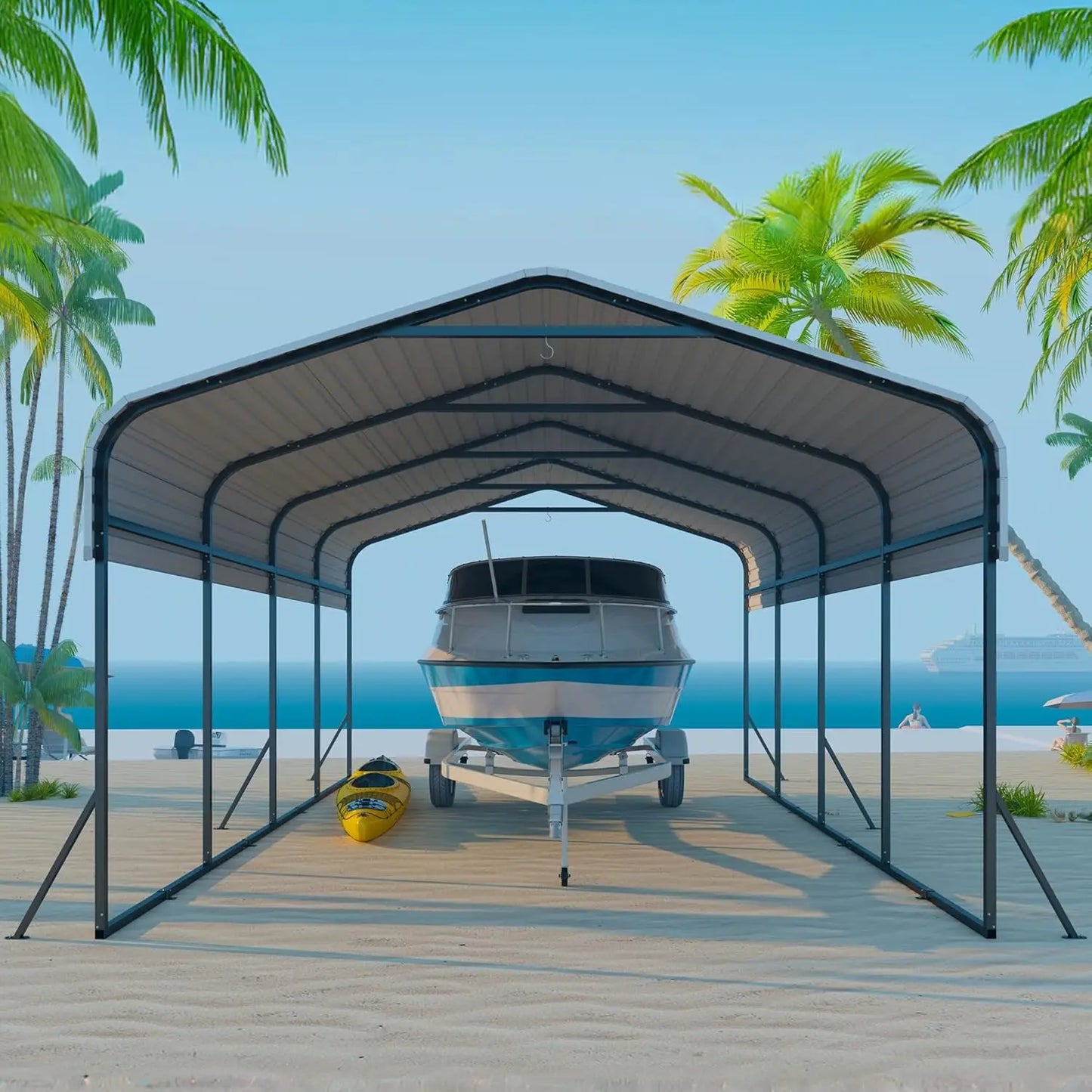 12x20 FT Metal Carport for RV and Trucks