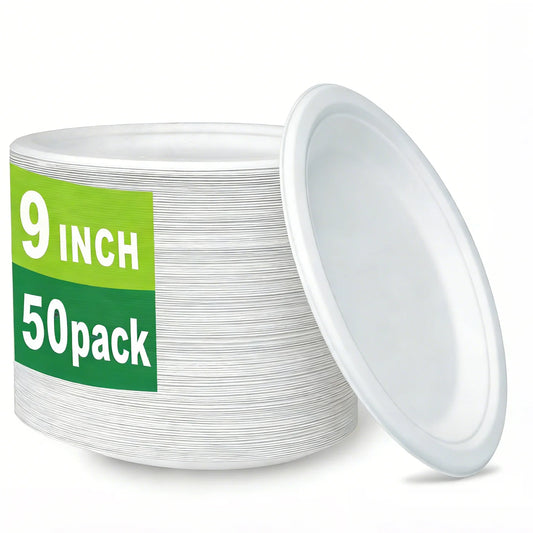 50-Pack 9-Inch Disposable Dinner Plates