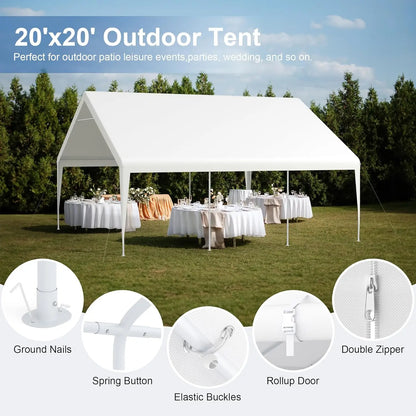 Portable Heavy Duty 20x20 Large Metal Carport or Tent