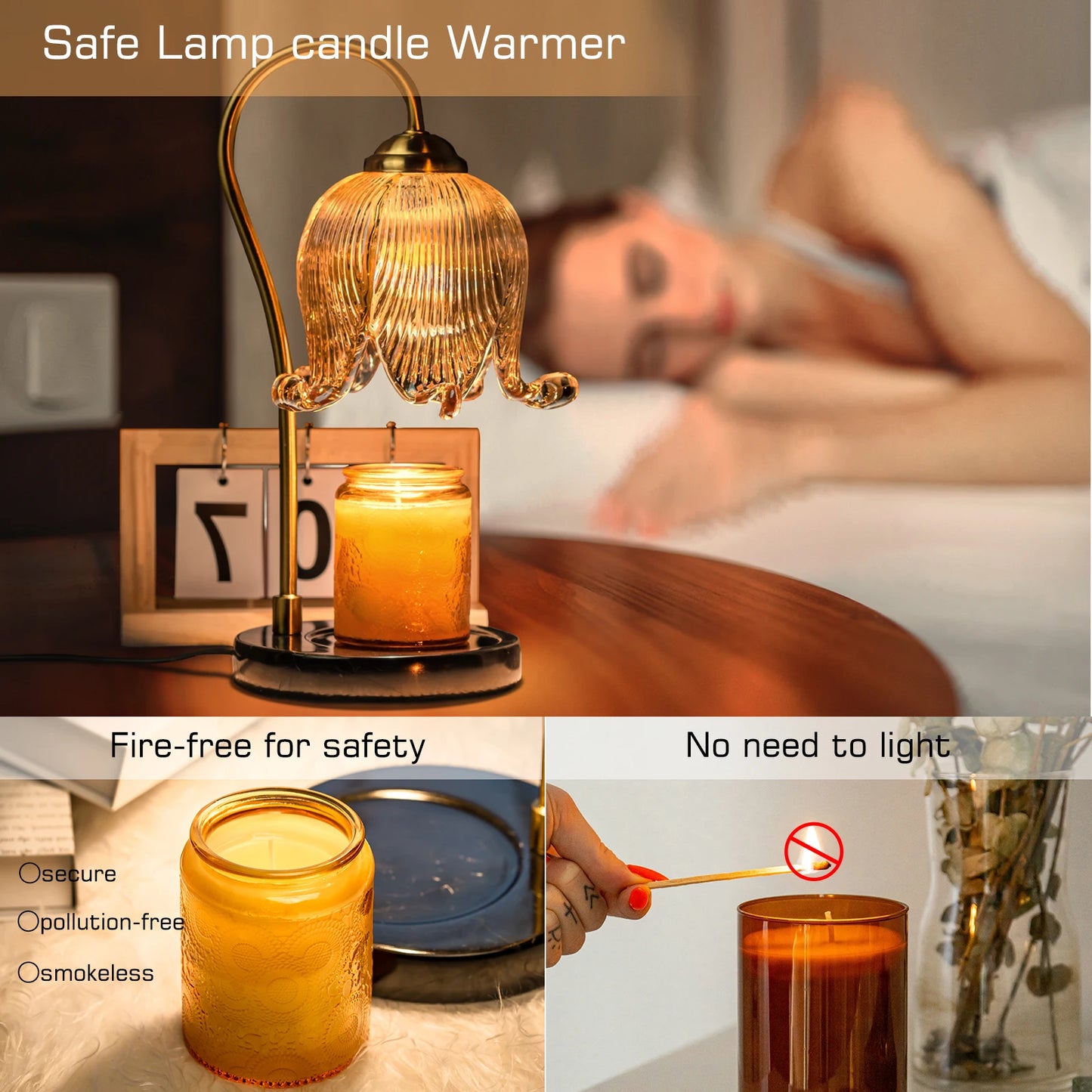 Tulip night light with Warm Candle Table Lamp that is fireless