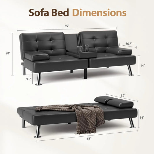 Futon converts into Sofa Bed and a Couch With Removable Armrests