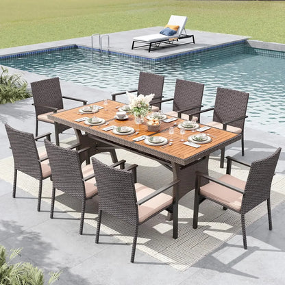 Outdoor 74"rectangular patio Set which seats 8 with table