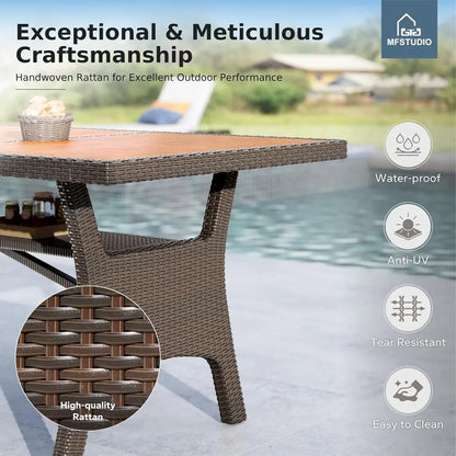 Outdoor 74"rectangular patio Set which seats 8 with table