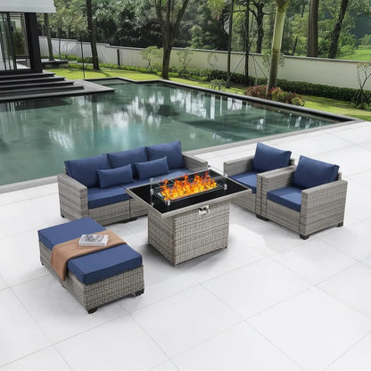 6-Piece Outdoor Patio Set with propane Fire Pit