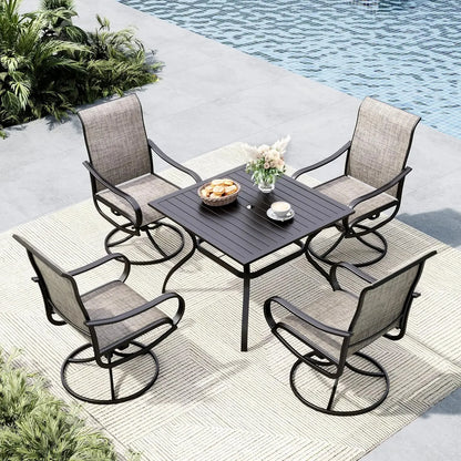 4 Patio Chairs with table and umbrella hole